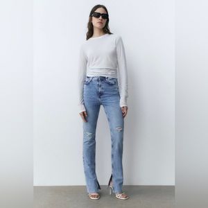 Zara High Rise Slim Fit Flare Jeans